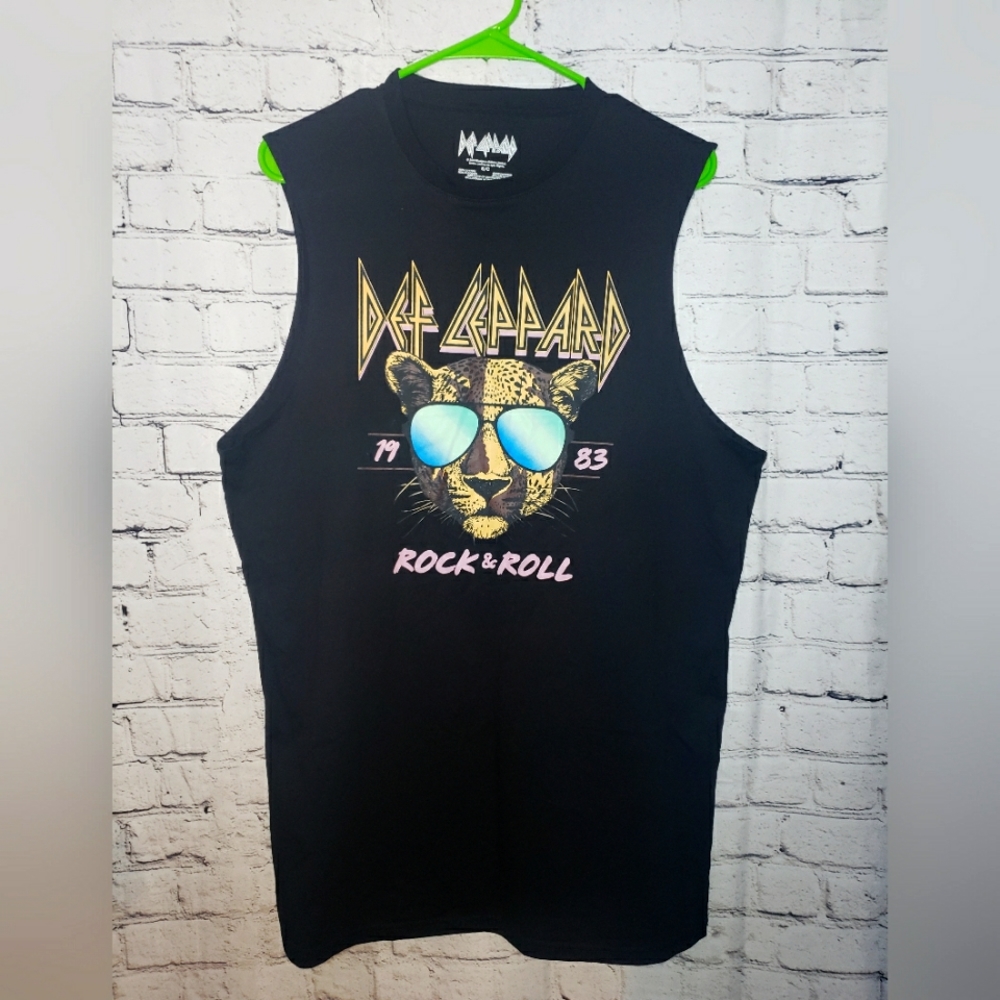 Def Leppard Adult Small Def Leppard 1983 Rock & Roll Sleeveless Black Shirt